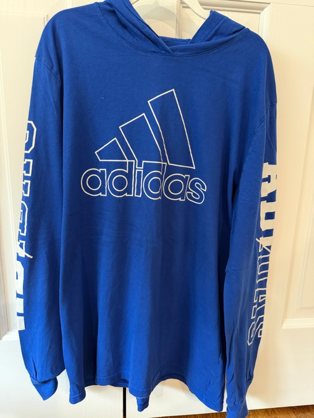 adidas Blue Long-Sleeve Hooded Logo Tee